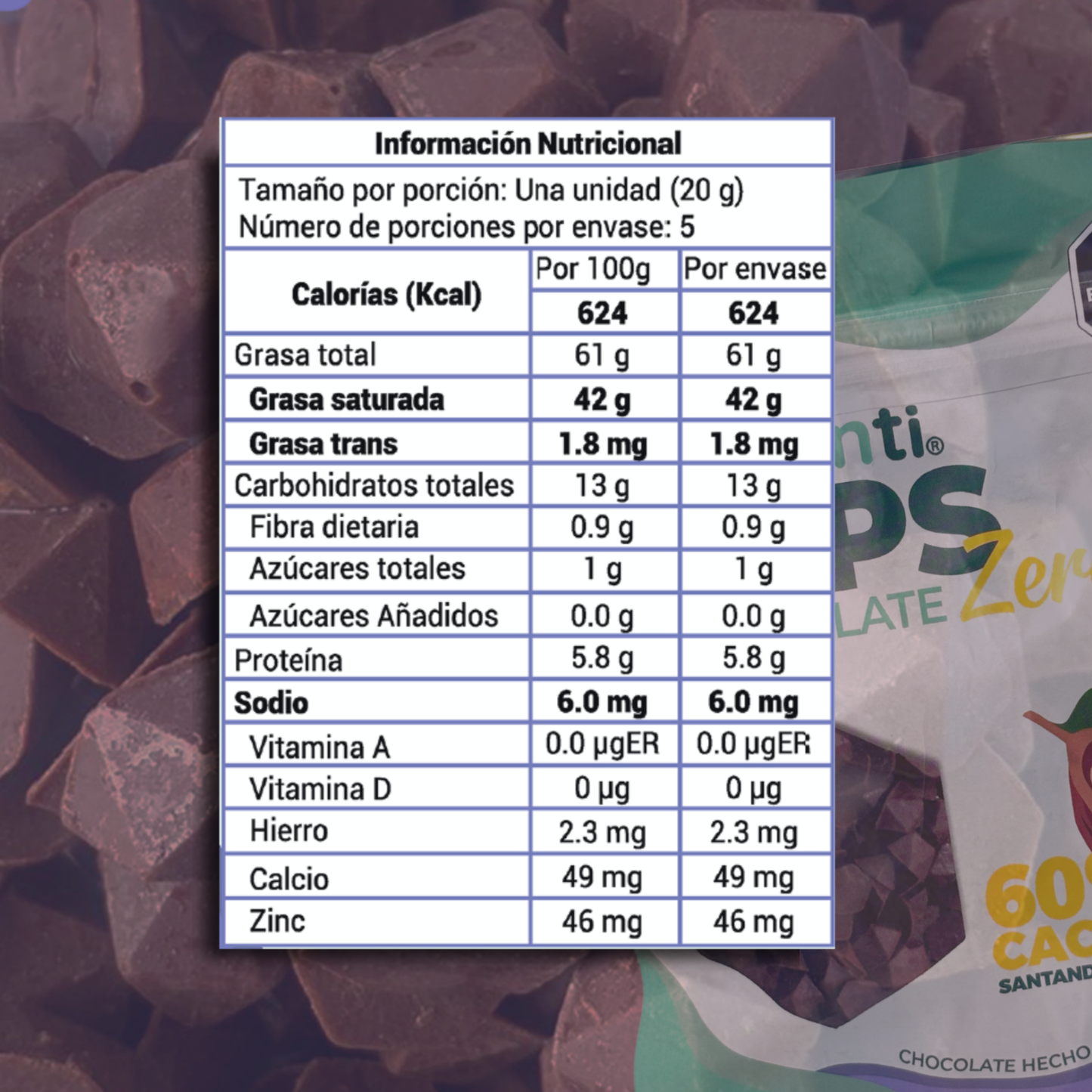 Chips de Chocolate al 60% 25gr